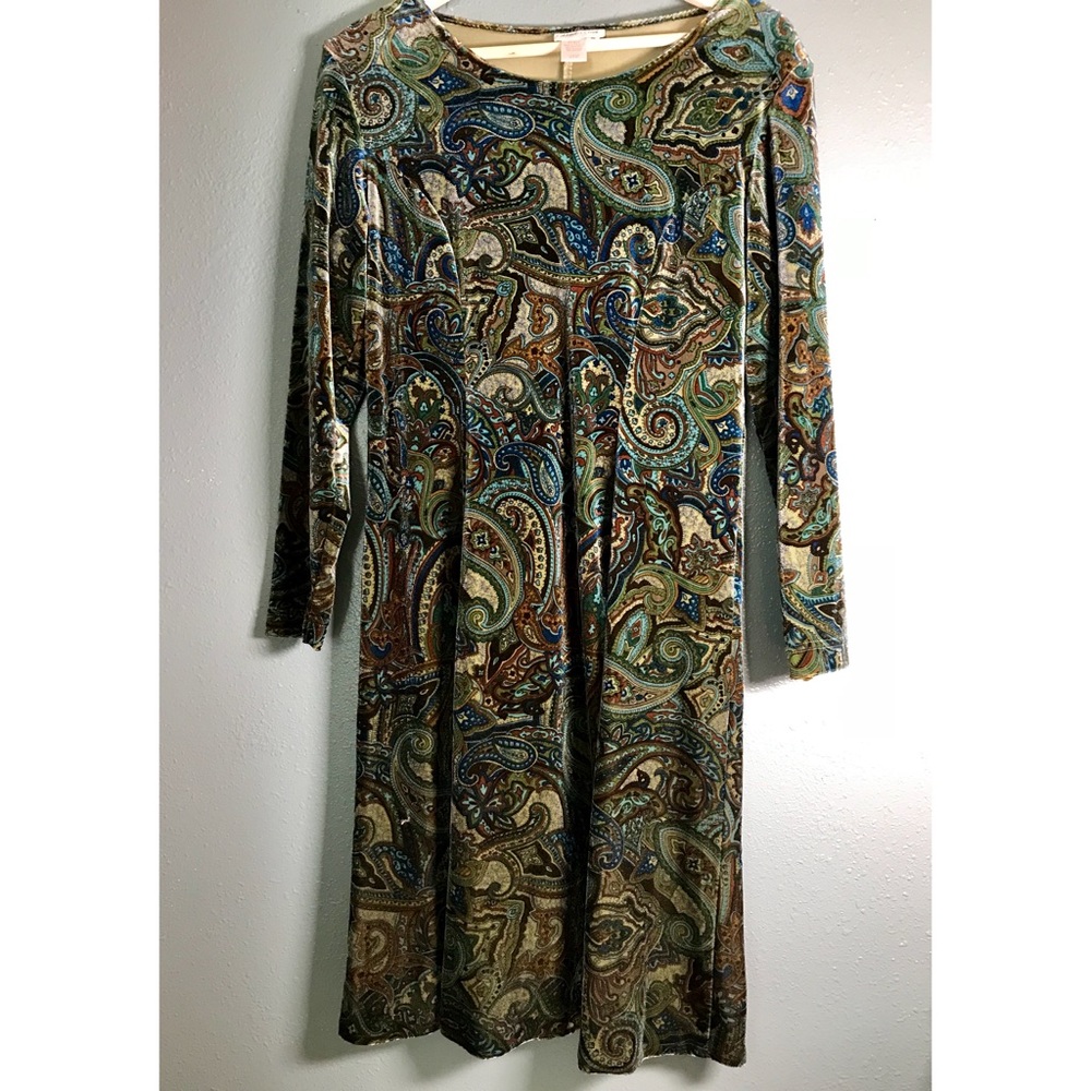 Coldwater Creek Green Paisley Longsleeve Dress | S